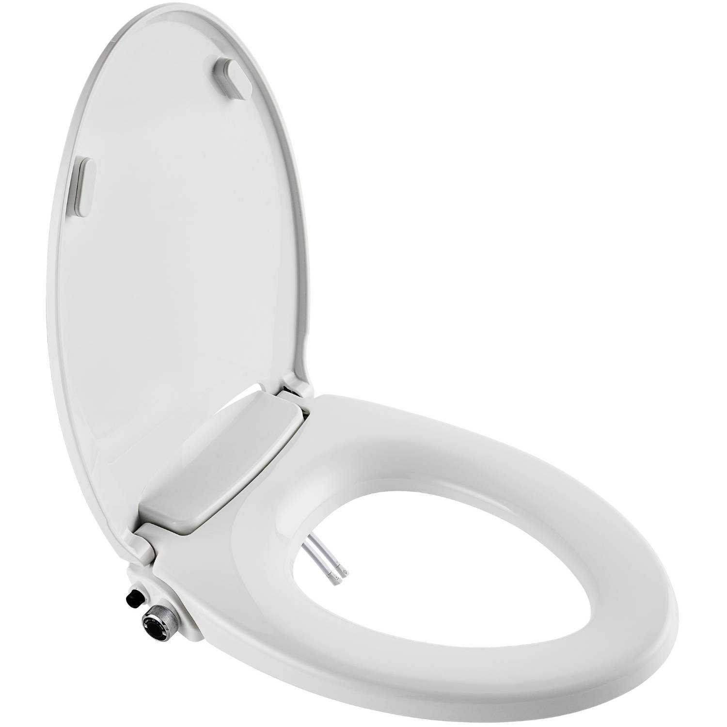 Japanese style electric bidet toilet seat fitted to a standard toilet